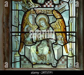 Angel Buntglas, St. Thomas`s Church, Catthorpe, Leicestershire, England, Großbritannien Stockfoto